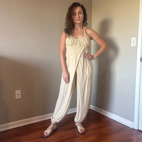 FREE PEOPLE Elegant Cream Jumpsuit - Picture 3 of 5
